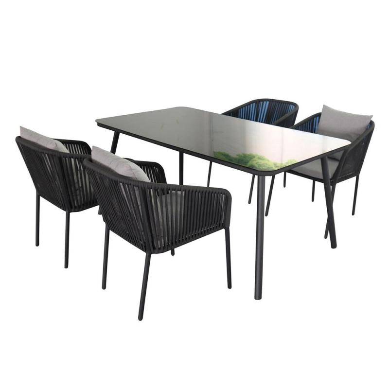 Yoho Hot Sale Luxury Modern Rope Dining Set Garden Furniture Waterproof Woven Outdoor Tables and Chairs