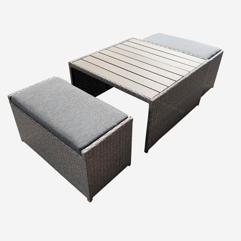 YOHO Hot sale 3pcs FAUX Rattan sofa set Modern design Love seat cube set Outdoor indoor available balcony decor luxury