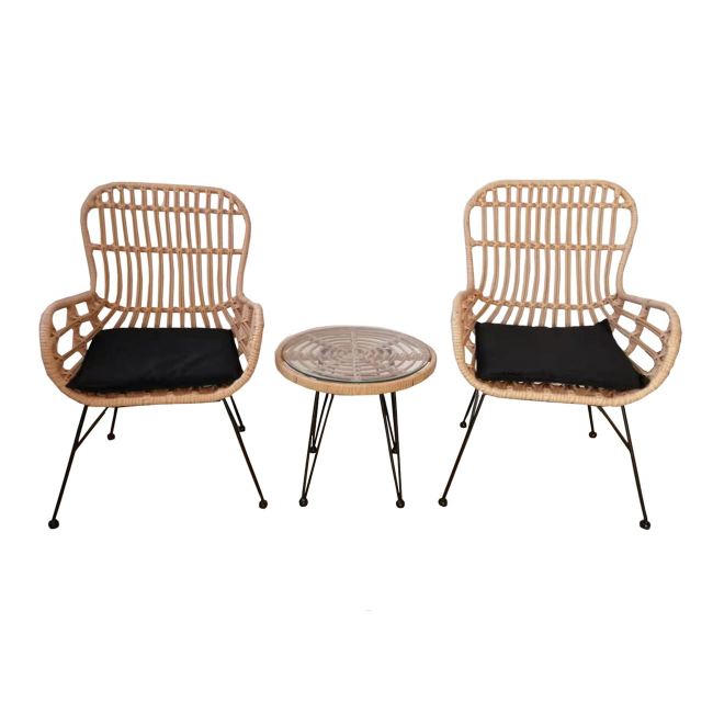 YOHO Hot Sale Outdoor Furniture Wicker Rattan balcony set 3pcs Garden Chair Set