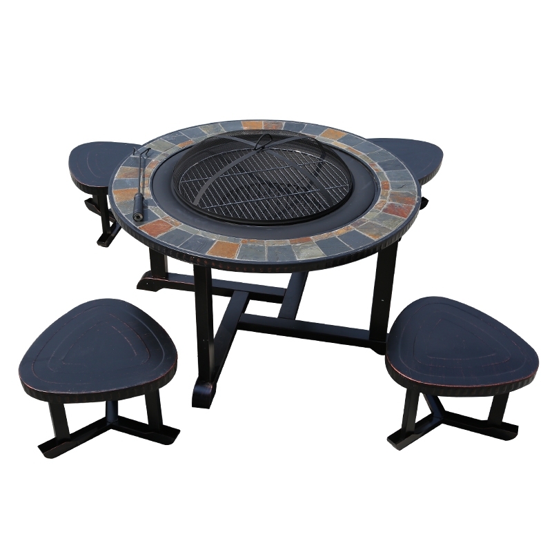 Outdoor garden patio  outdoor fire pit gas Burning bbq brazier charcoal fire pit table and chairs