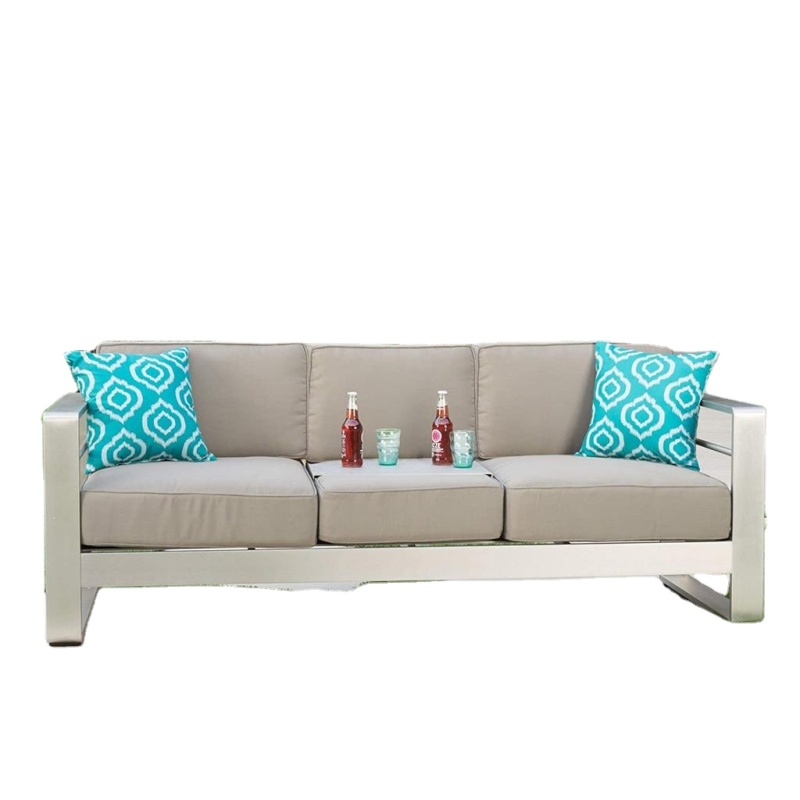 Outdoor Garden Patio Classic Leisure Aluminum Bench Long Chair Patio Sofa with Back