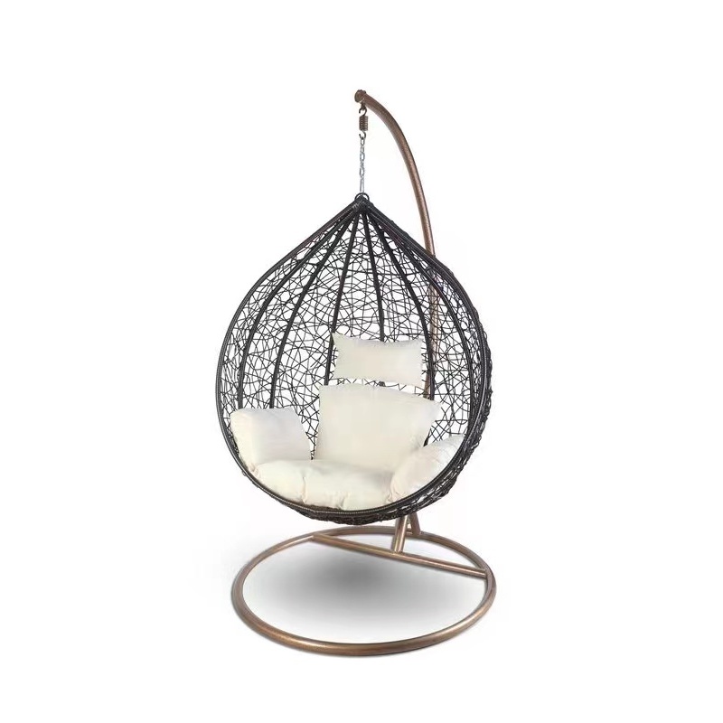 Outdoor Rattan Wicker Furniture Patio Egg Chair With Steel Stand Egg Chair