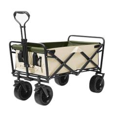 4-wheel Outdoor Portable Foldable Wagon Grass Trolley Beach Park Picnic Camping Cart
