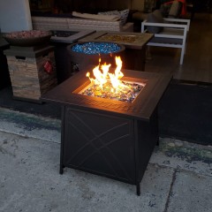 Yoho New CE Gas Fire Pit Table 40000 BTU Auto Propane Fire Pits With Rain cove windshield optional