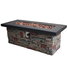 Yoho concrete large propane gas fire pit modern furniture backyard grey firepit table with lava rock included
