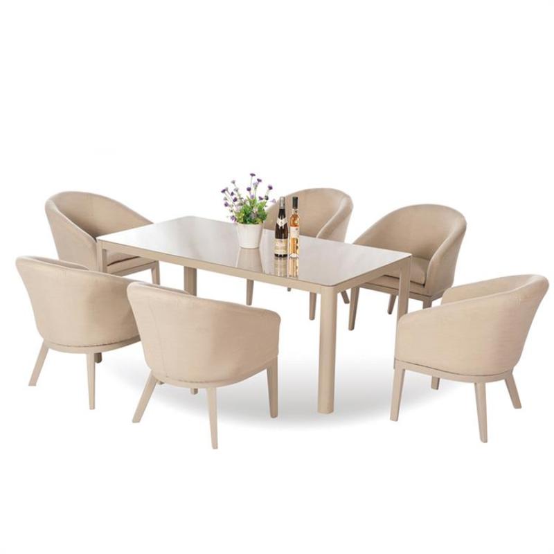 Modern patio all aluminum outdoor/garden/restaurant dining table sets 7pcs Fabric dining room sets