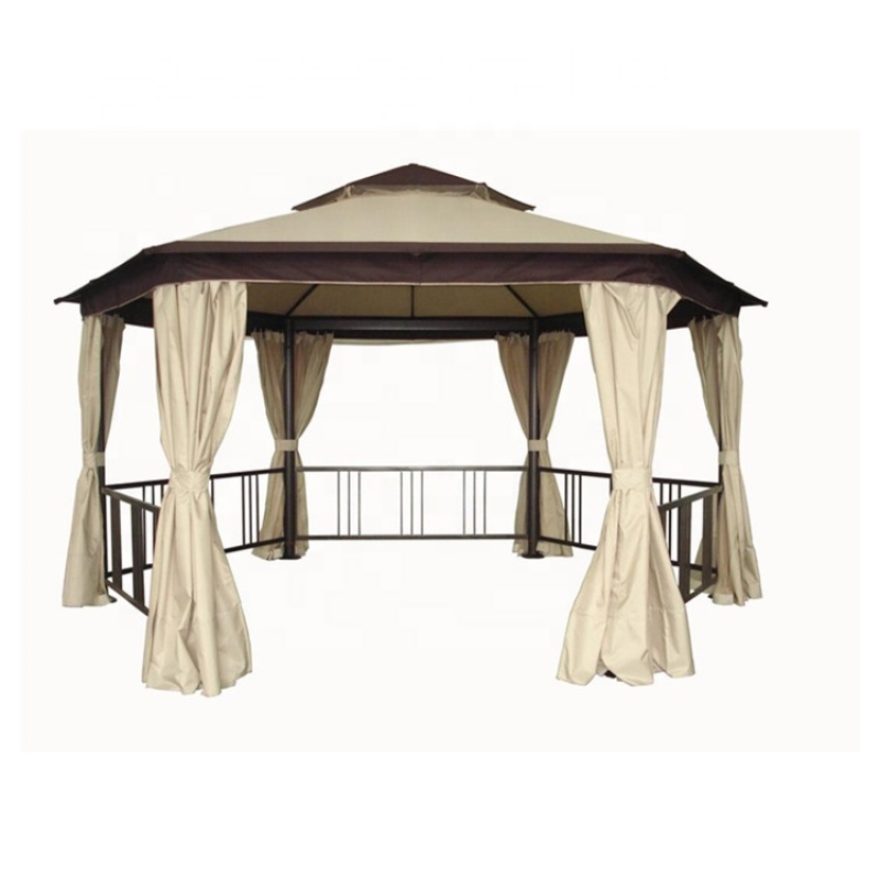 Outdoor patio garden metal hexagonal gazebo canopy with fence nettings side walls
