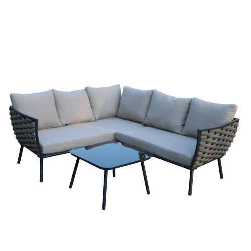 Outdoor Garden Furniture L Shape Aluminum Rope Sofa Set