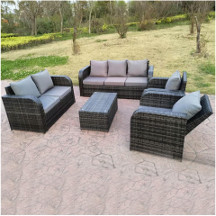 5 pcs outdoor garden patio rattan wicker sofa set luxury corner steel lounge sofa