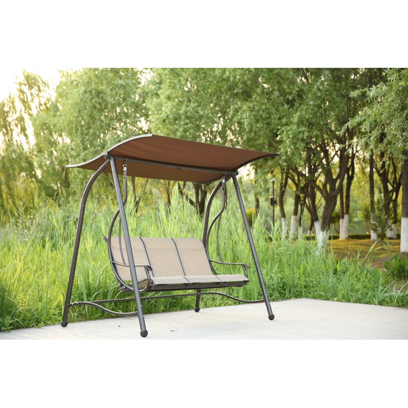 YOHO Cheap Garden Patio swings chair hanging 2 seats chair metal frame Patio swings with cushions with canopy