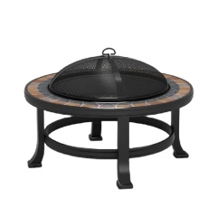 Yoho Slat Top Fire Pit Table Metal Backyard Patio Garden Outdoor Fire Pit