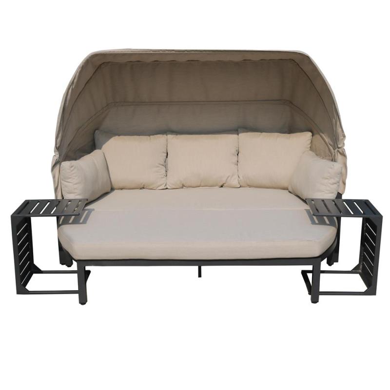 Luxury Outdoor Leisure Facility Garden Patio Furniture Sun Loungers family use KD Aluminum sunbed with Side table