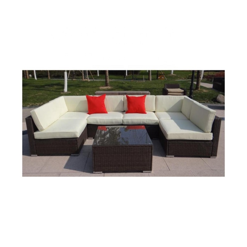 Wicker furniture 7 seater rattan wicker outdoor big sectional sofa set