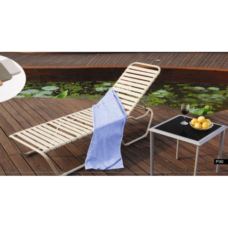 Outdoor Furniture Pool Beach Party PVC Stripe Sun Lounger Hot Sale Plastic Stripe with Aluminum Tube Chairs Leisure