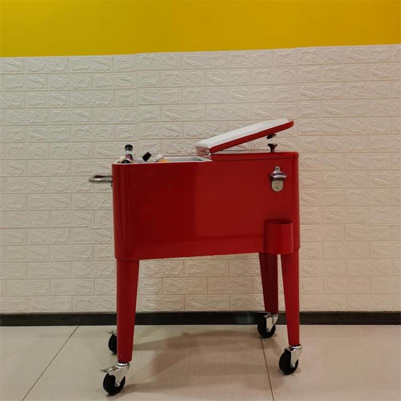 Metal Rolling Patio Cooler Cart/Ice Chest/Hand Push Beverage Cart
