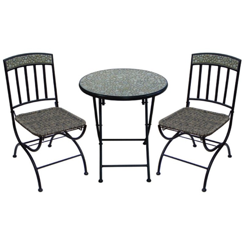 3 Piece Outdoor Metal Bistro Set Folding Steel Patio  Chairs and table