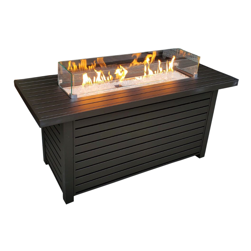 Outdoor patio furniture rectangle gas fire pit table