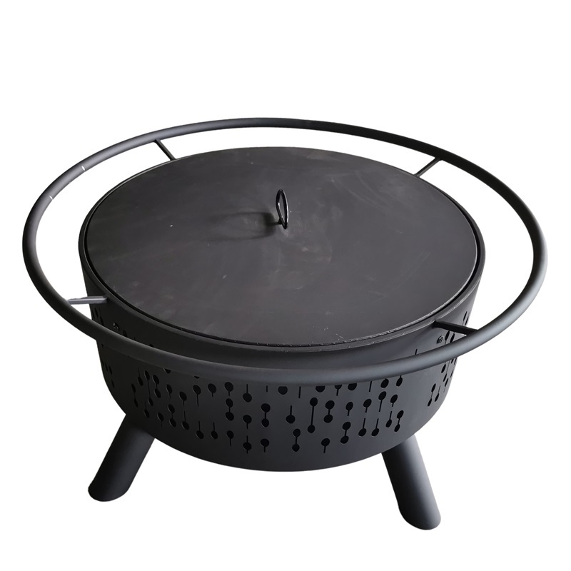 Yoho hot sale fire pit outdoor garden patio steel round fire pit chimney