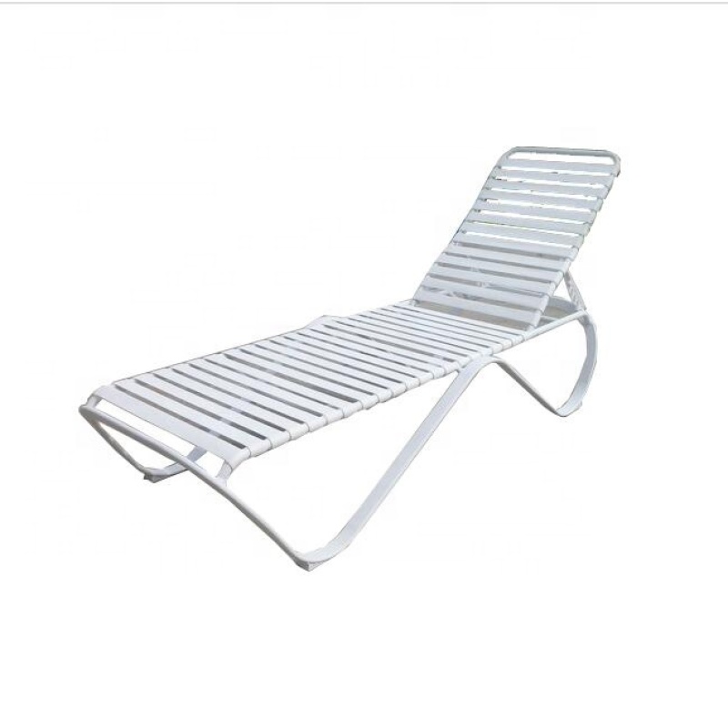 YOHO Hot Sale Outdoor aluminum PVC belt stacking pool side sun lounger beach reclining chaise lounge recliner chair