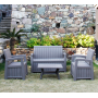 All weather  sofa outdoor 3-seater patio sofa set injection resin plastic wicker rattan looking garden sofas outdoor furniture