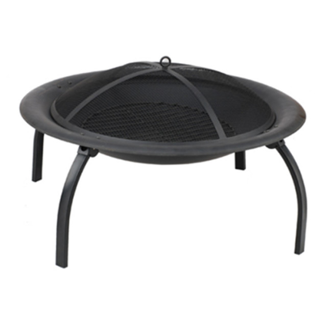26 Inch round black portable metal sphere folding leg fire pit bowl outdoor