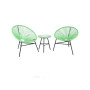 3pcs KD leg outdoor steel frame round wicker/rattan acapulco chair and table set