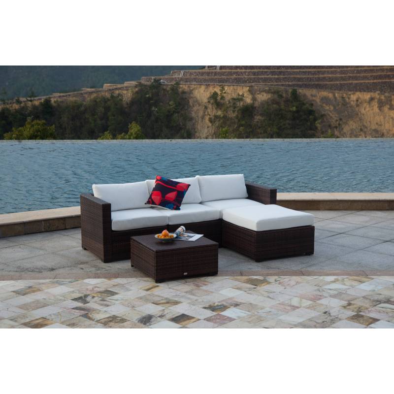 All weather Nordic Modern Rattan sofa set Outdoor L-shaped sofa set end table aluminum living room garden backyard