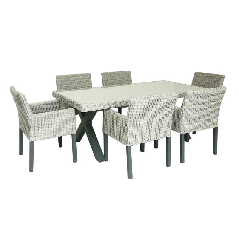 7pcs Patio Rattan Dining Table Chair Outdoor Furniture Garden Set All Weather Garden Dining Set rattan furniture