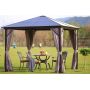 Outdoor patio garden metal hexagonal gazebo canopy with fence nettings side walls