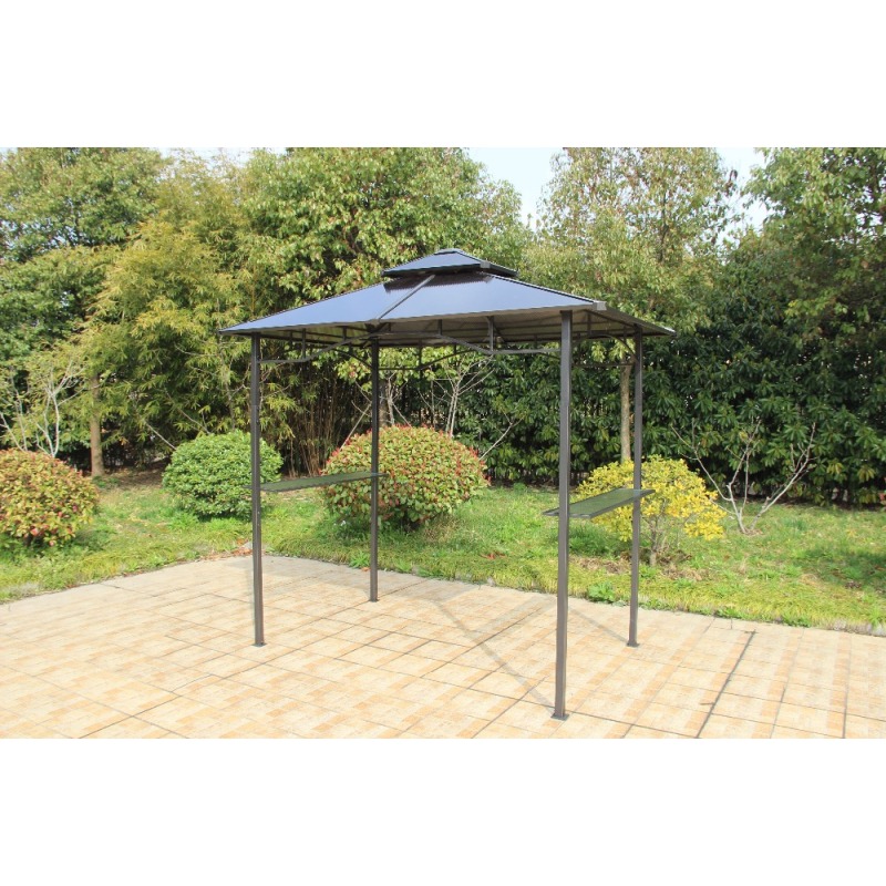 Outdoor 3*3 square garden rattan wrought iron folding gazebo