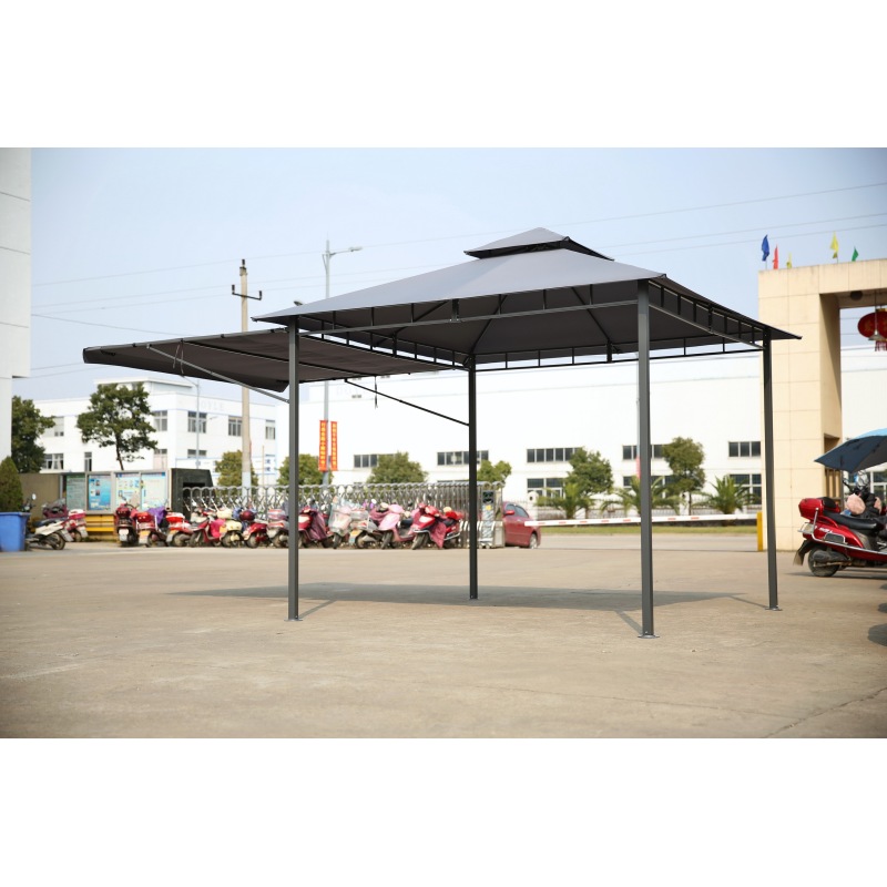 YOHO 13' x 10' Outdoor Garden Gazebo Folding Outdoor Europe Metal Garden Gazebos with Canopy with Screened Curtain Black/Brown