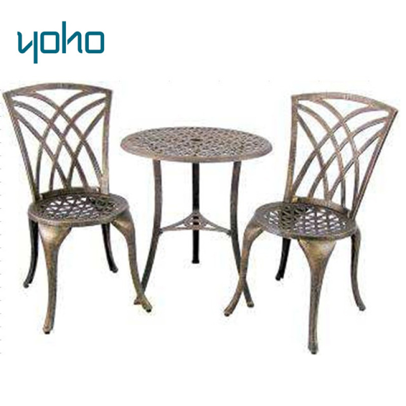 Cast aluminum 3pc Bistro Set Garden Yard Outdoor Furniture Cast Aluminum Patio Bistro Set  Round Table and Arm Chairs