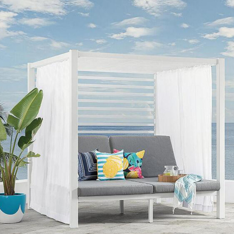 All weather Patio furniture luxury garden rattan gazebo sun beds beach daybed rattan cane furniture