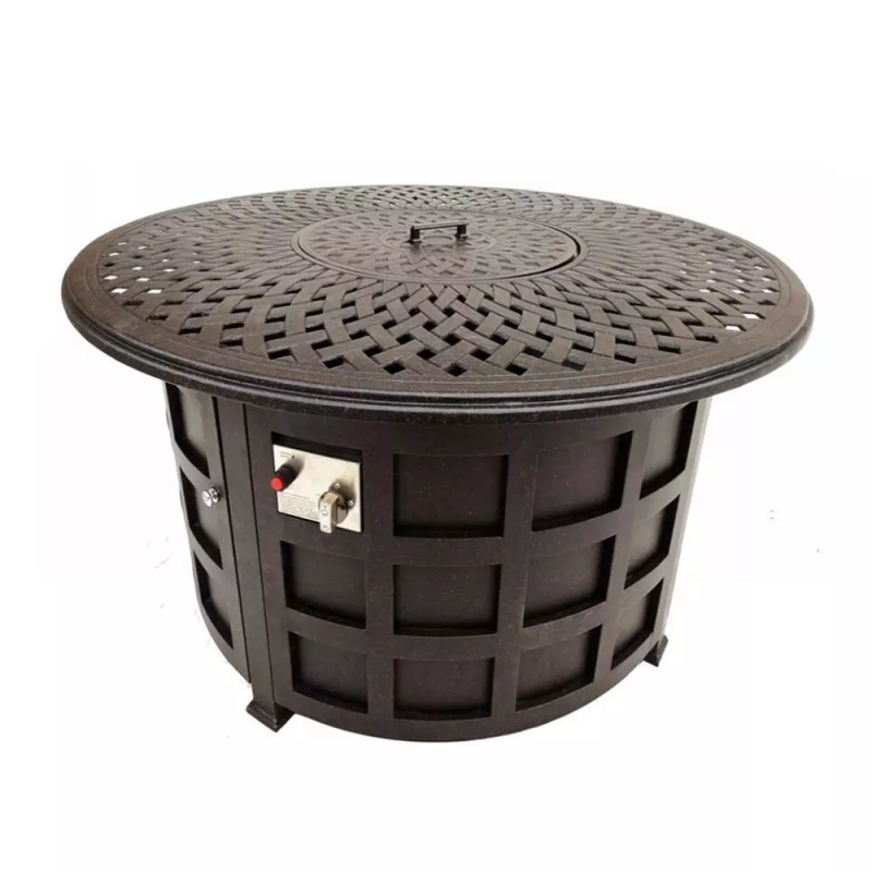 Yoho High End Outdoor Gas Fire Pit Table Patio Industrial Style Cast Aluminum Fire Pit Fireplace Smokeless Heater Fire Pit Table