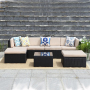 7pcs Outdoor Sofa set garden patio aluminum PE rattan sofa set LOGO customi- sectional corner sofa tea table with cushion