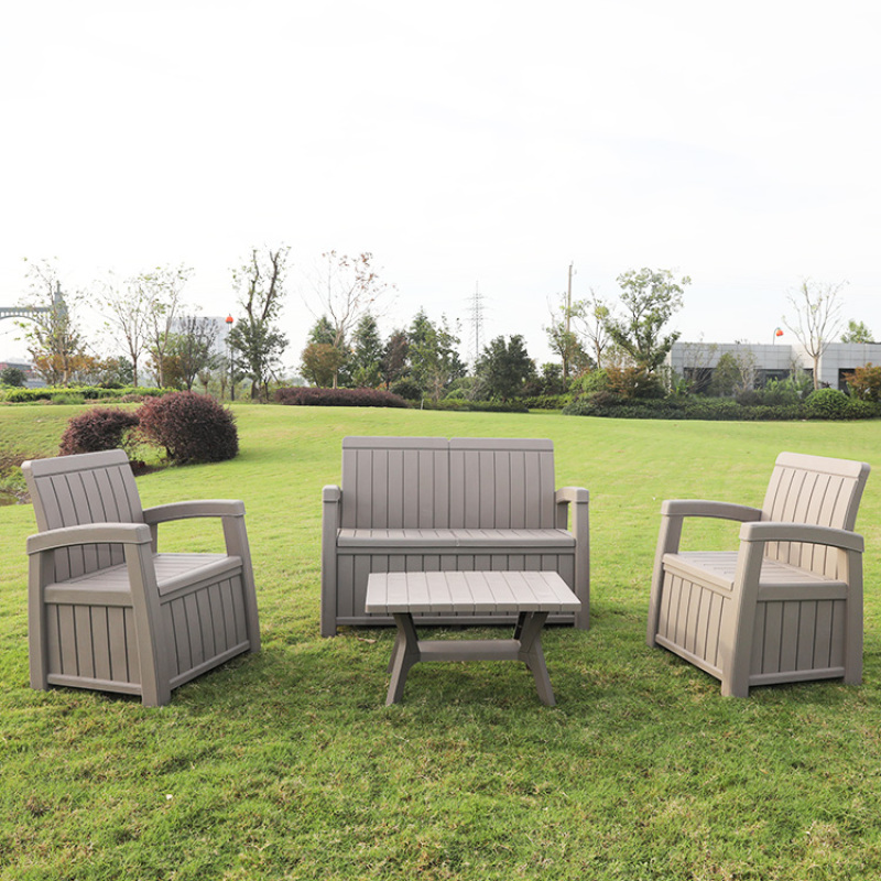Outdoor furniture 4pcs garden set plastic communication sofa