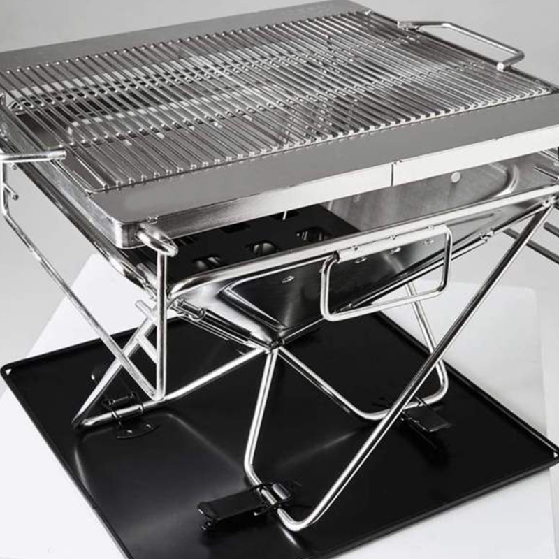 YOHO Hot sale Korean Camping BBQ Grill Wood/Charcoal burning Folding Outdoor Hiking Stainless Portable Adjustable BBQ Grills