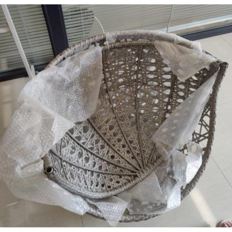 Outdoor gray rattan rotating egg chair with soft cushion ,Leisure life