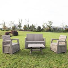 YOHO Outdoor best seller plastic sofa Garden Patio multi-functional Furniture Plastic Sofa Set with Storage Box