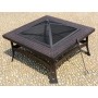Outdoor Patio Wood Burning Slate Table Top Fire Pit with BBQ grill and Poker