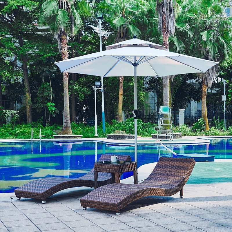 modern Wicker Swimming Pool Sunbed PE rattan Beach Sun Lounger Chaise Lounge