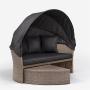 YOHO Hot sale Outdoor Patio Garden Leisure Rattan Day Bed Leisure sunshade lounger Wricker sun bed with Canopy