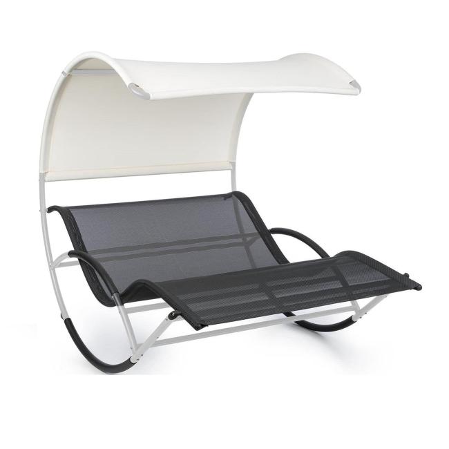 YOHO Modern Patio Double Day Bed Rocker Outdoor Poolside Beach Chair Rocking chair sun loungers with Canopy