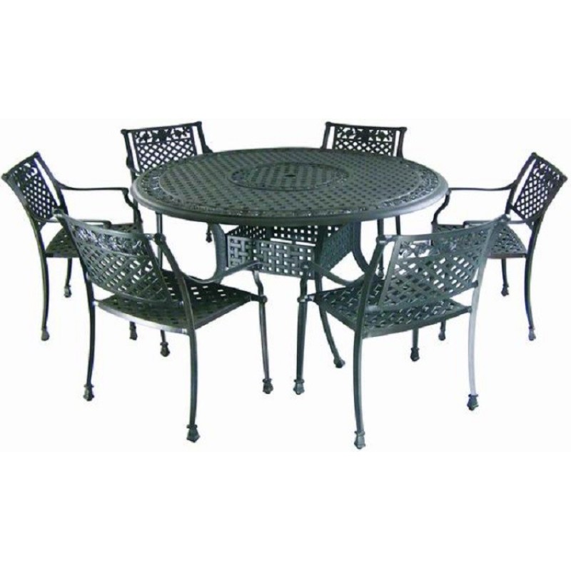 outdoor furniture luxury round 7 pcs cast aluminium set patio dining set