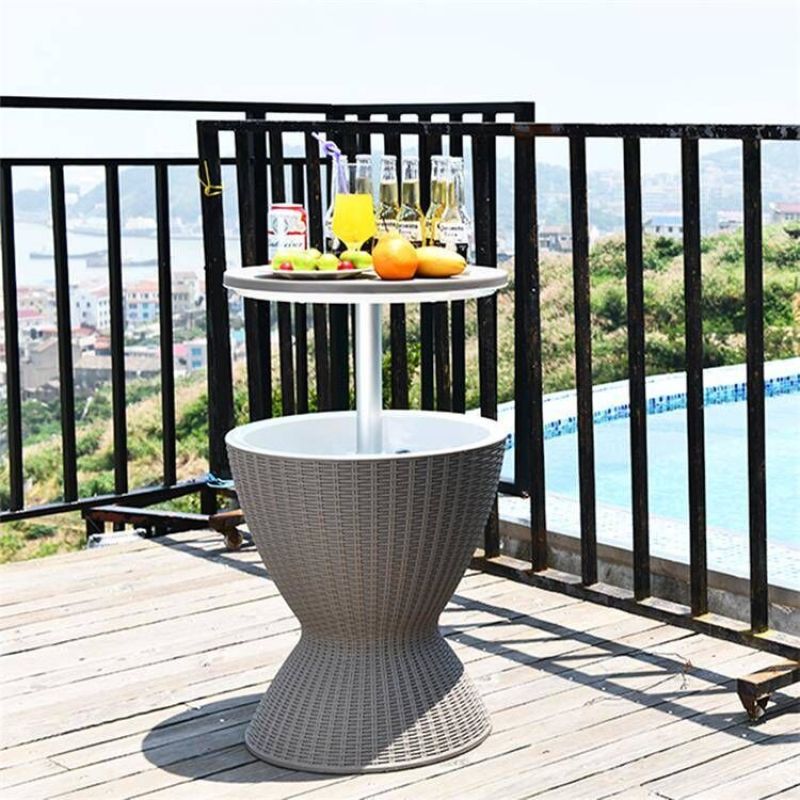 Hot sale PP 3-in 1Round Ice Bucket Table Resin Ice Cooler Table