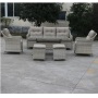 L Shape Outdoor New Garden Rattan Gas Fire Pit Table Sofa Set
