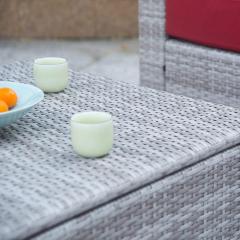 Outdoor garden luxury rattan furniture wicker couch conversation corner sectional sofa with cushion