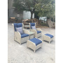 Wicker Furniture Set 5 Pieces PE Rattan Outdoor All Weather Cushioned Sofas and Ottoman Set