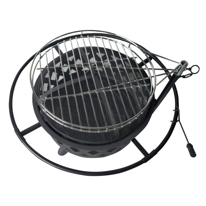 Yoho Outdoor Wood Burning Steel Fire Pit With Barbecue Roasting Grill