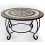 Outdoor Patio Wood Burning Slate Table Top Fire Pit with BBQ grill and Poker